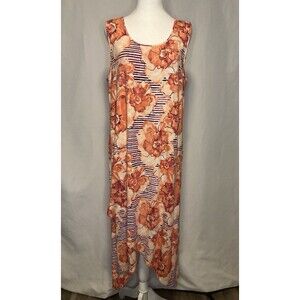 Chico's Dress Asymmetrical Womens 2 Med Sleeveless Floral Midi Boho Tropical